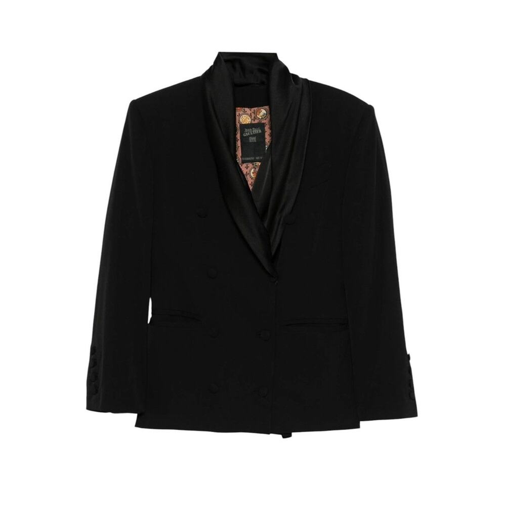 1990s silk scarf neck blazer